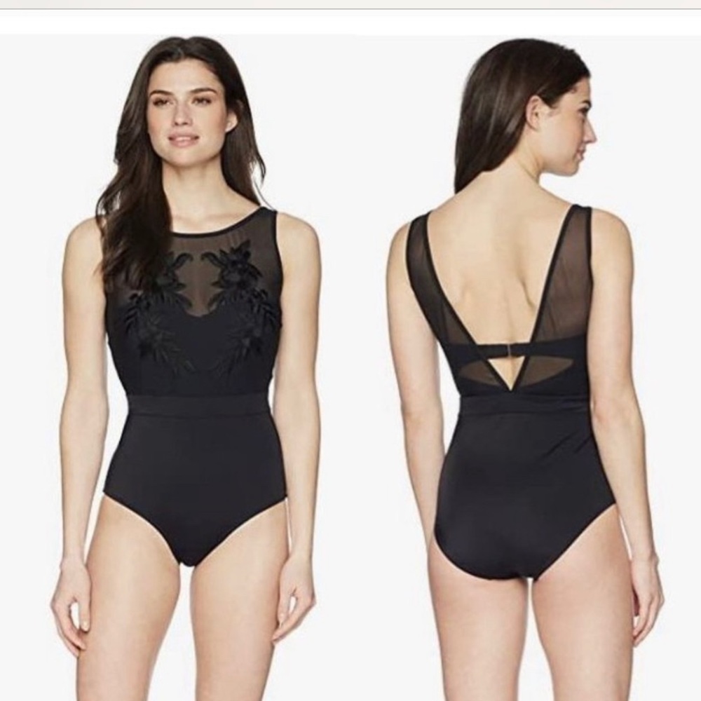 Coastal Blue swimsuit black one piece small